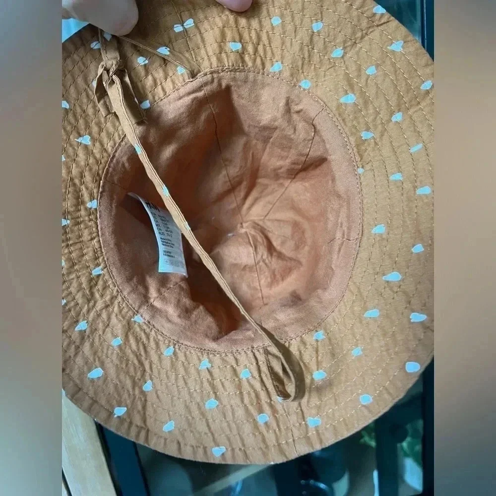 H&M baby sun hat pool beach cotton terracota summer hearts rust toddler girl